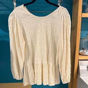 Source Unknown Cream Textured Blouse